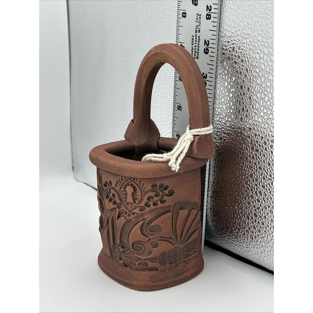 Frohreich Barn Buckets Pottery Vase Red Clay‎ Stamped Design 3